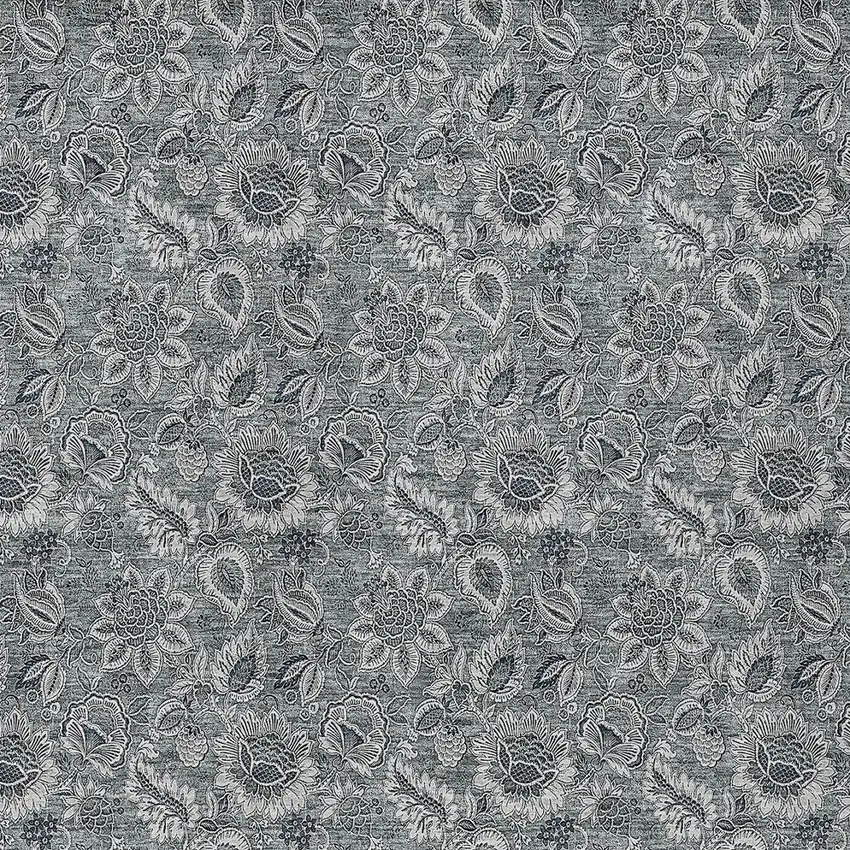 Gray Silver And Charcoal Floral Washable Indoor Outdoor Area Rug Photo 6