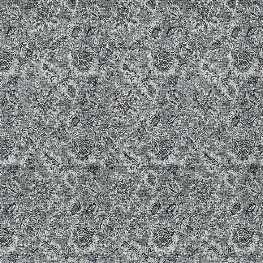Gray Silver And Charcoal Floral Washable Indoor Outdoor Area Rug Photo 5