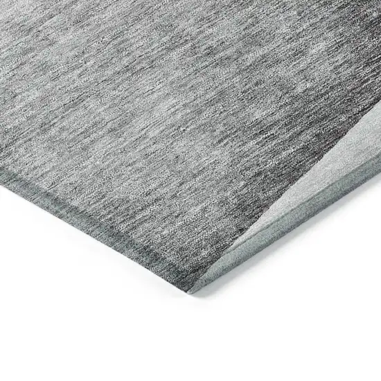 Gray Silver And Charcoal Floral Washable Indoor Outdoor Area Rug Photo 3