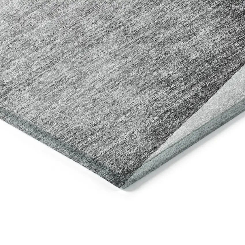 Gray Silver And Charcoal Floral Washable Indoor Outdoor Area Rug Photo 3