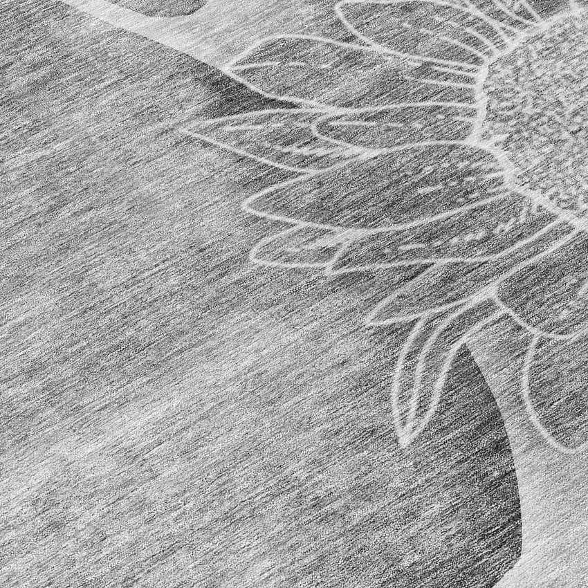 Gray Silver And Charcoal Floral Washable Indoor Outdoor Area Rug Photo 7