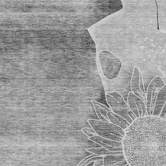 Gray Silver And Charcoal Floral Washable Indoor Outdoor Area Rug Photo 5
