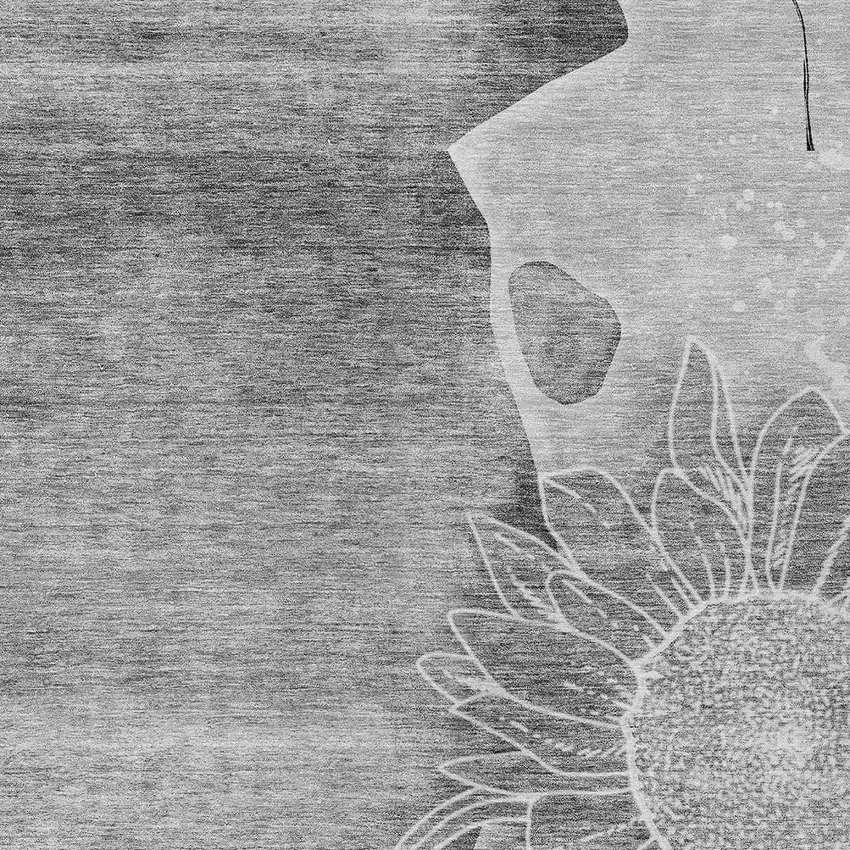 Gray Silver And Charcoal Floral Washable Indoor Outdoor Area Rug Photo 5