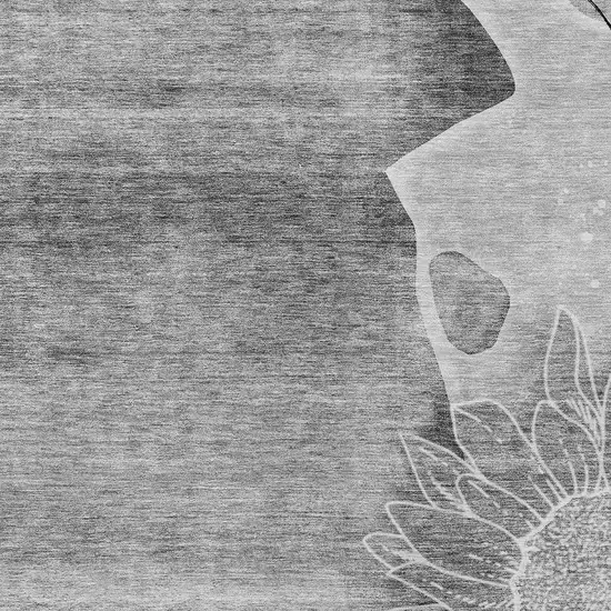Gray Silver And Charcoal Floral Washable Indoor Outdoor Area Rug Photo 5