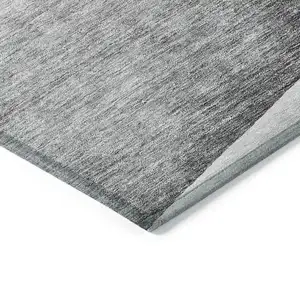 Photo of Gray Silver And Charcoal Floral Washable Indoor Outdoor Area Rug