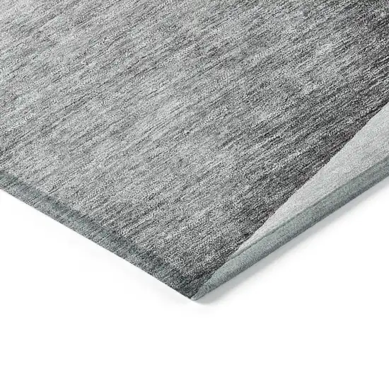 Gray Silver And Charcoal Floral Washable Indoor Outdoor Area Rug Photo 3