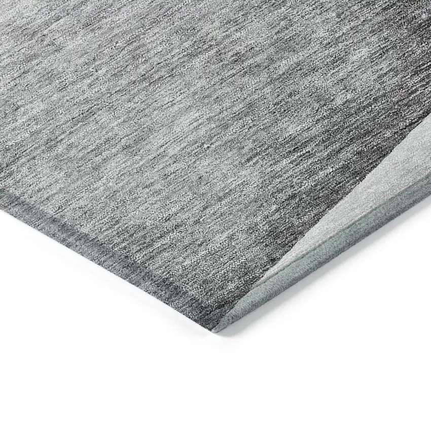 Gray Silver And Charcoal Floral Washable Indoor Outdoor Area Rug Photo 3