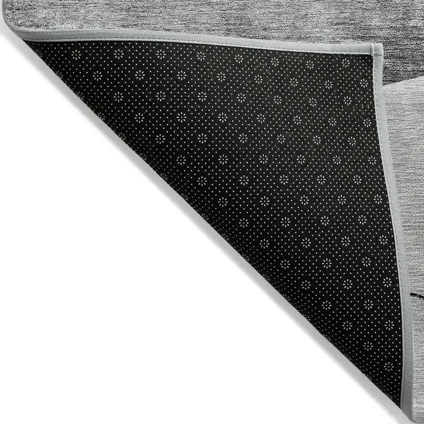 Gray Silver And Charcoal Floral Washable Indoor Outdoor Area Rug Photo 2