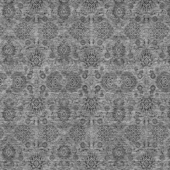 Gray Silver And Charcoal Floral Washable Indoor Outdoor Area Rug Photo 4