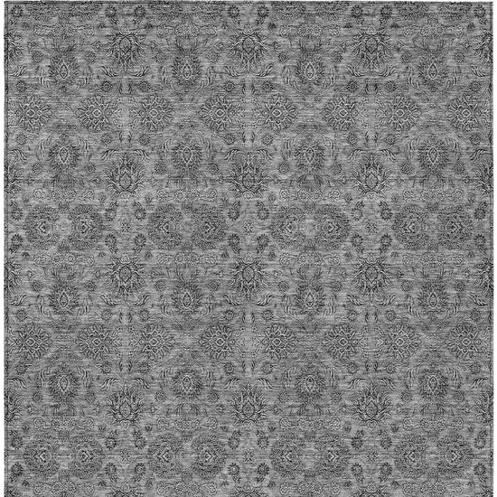 Gray Silver And Charcoal Floral Washable Indoor Outdoor Area Rug Photo 5