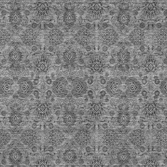 Gray Silver And Charcoal Floral Washable Indoor Outdoor Area Rug Photo 4