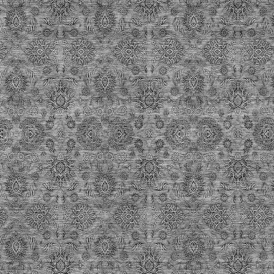 Gray Silver And Charcoal Floral Washable Indoor Outdoor Area Rug Photo 4