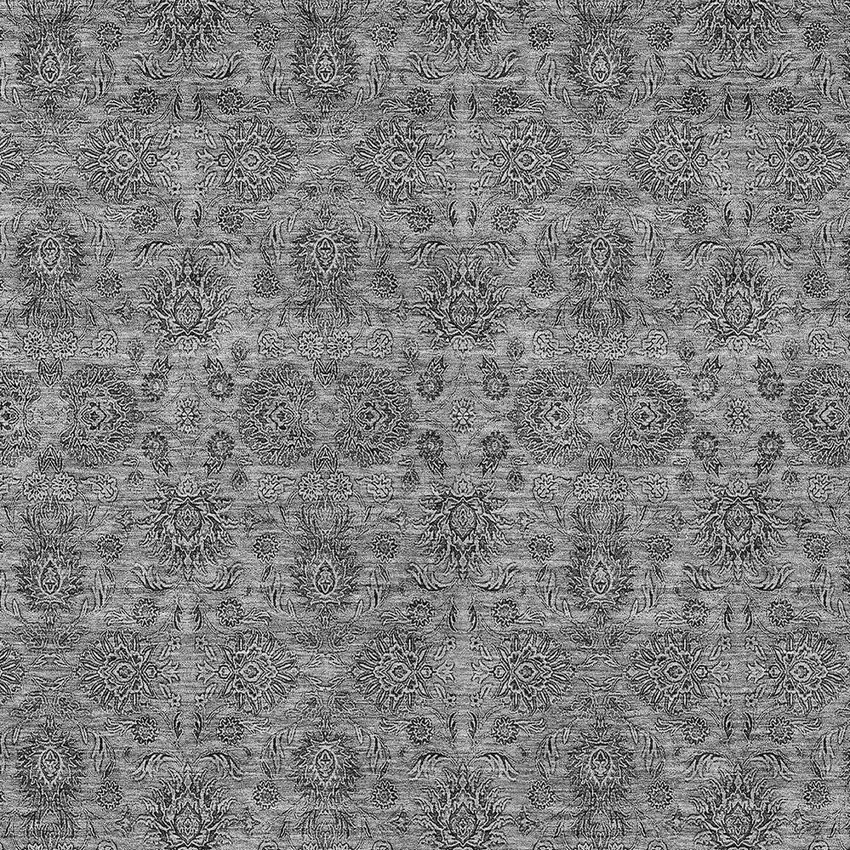 Gray Silver And Charcoal Floral Washable Indoor Outdoor Area Rug Photo 4