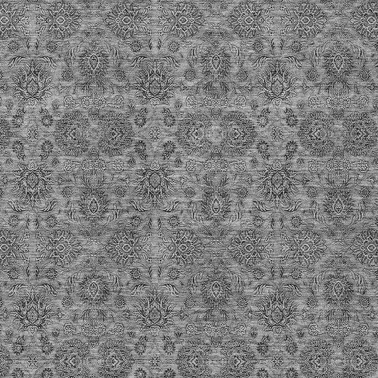 Gray Silver And Charcoal Floral Washable Indoor Outdoor Area Rug Photo 4