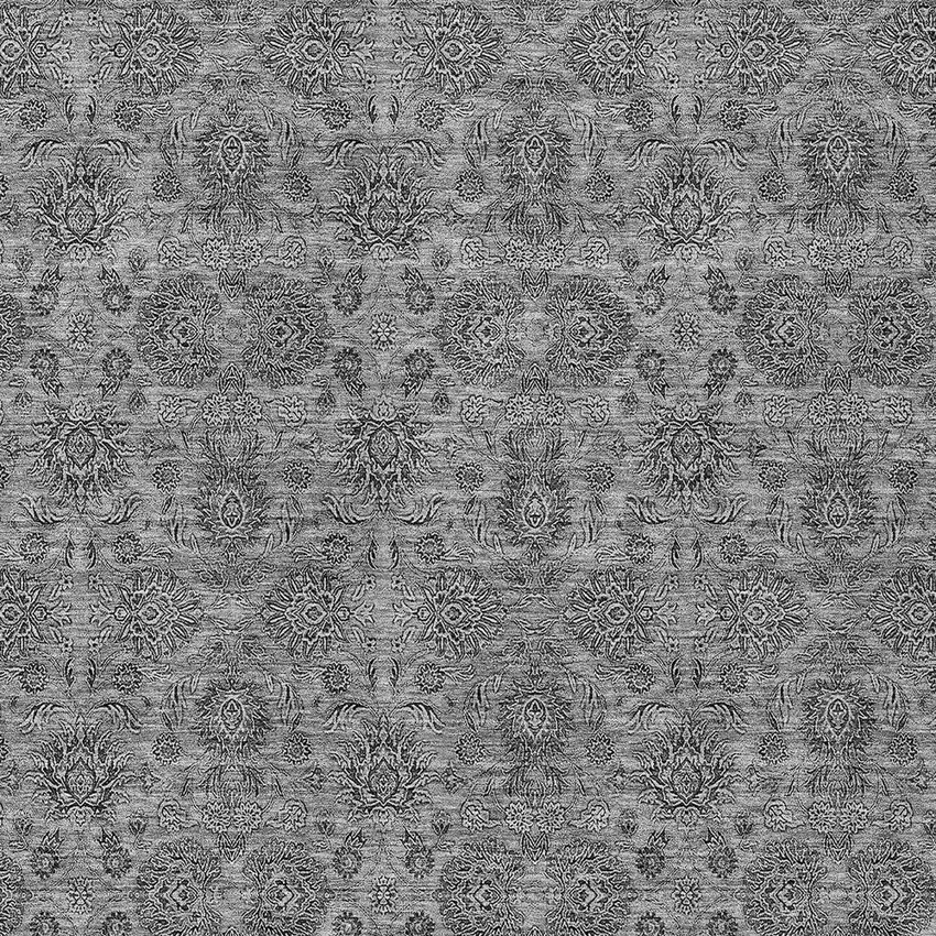 Gray Silver And Charcoal Floral Washable Indoor Outdoor Area Rug Photo 4