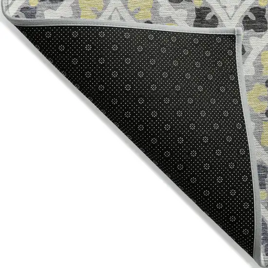 Gray Silver And Charcoal Floral Washable Indoor Outdoor Area Rug Photo 4