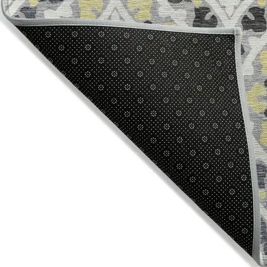 Gray Silver And Charcoal Floral Washable Indoor Outdoor Area Rug Photo 3