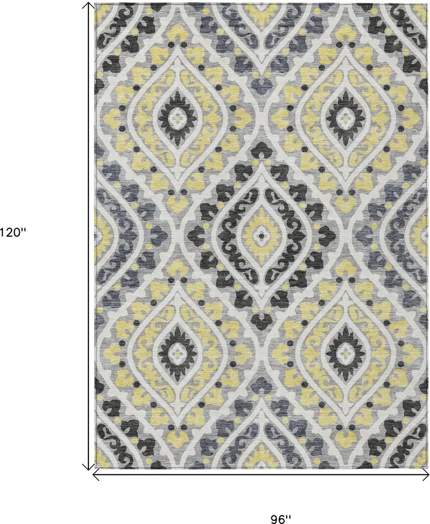 Gray Silver And Charcoal Floral Washable Indoor Outdoor Area Rug Photo 3
