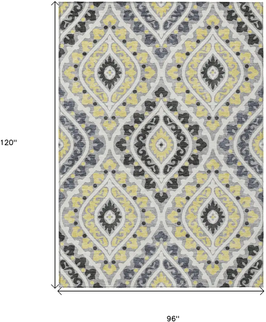 Gray Silver And Charcoal Floral Washable Indoor Outdoor Area Rug Photo 3