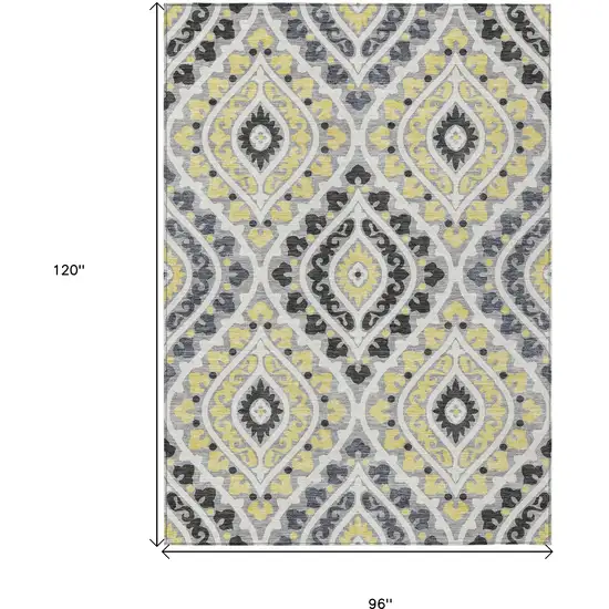 Gray Silver And Charcoal Floral Washable Indoor Outdoor Area Rug Photo 3