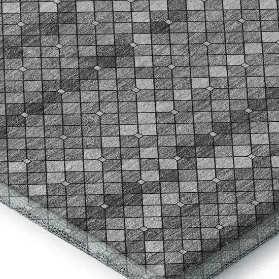 Gray Silver And Charcoal Geometric Washable Area Rug With UV Protection Photo 2