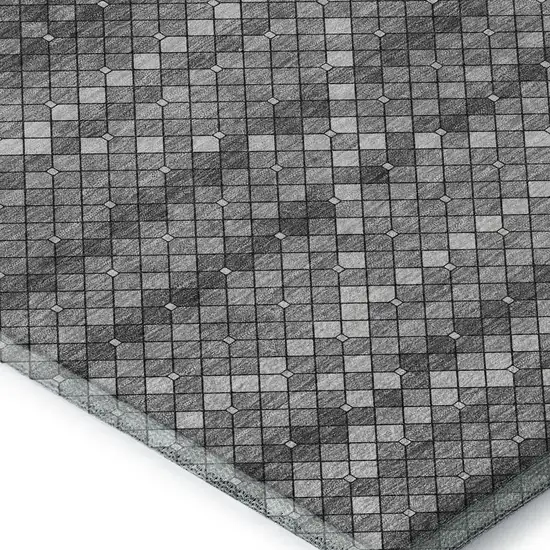 Gray Silver And Charcoal Geometric Washable Area Rug With UV Protection Photo 3