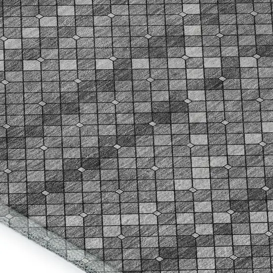 Gray Silver And Charcoal Geometric Washable Area Rug With UV Protection Photo 2