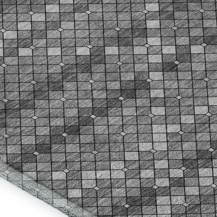 Gray Silver And Charcoal Geometric Washable Area Rug With UV Protection Photo 2