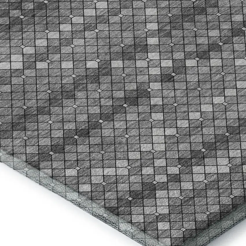 Gray Silver And Charcoal Geometric Washable Area Rug With UV Protection Photo 3