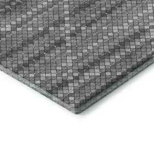 Photo of Gray Silver And Charcoal Geometric Washable Area Rug With UV Protection