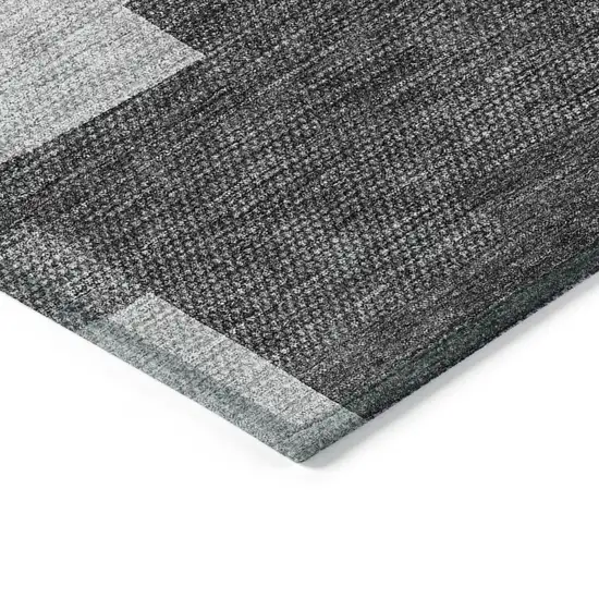 Gray Silver And Charcoal Geometric Washable Indoor Outdoor Area Rug Photo 4
