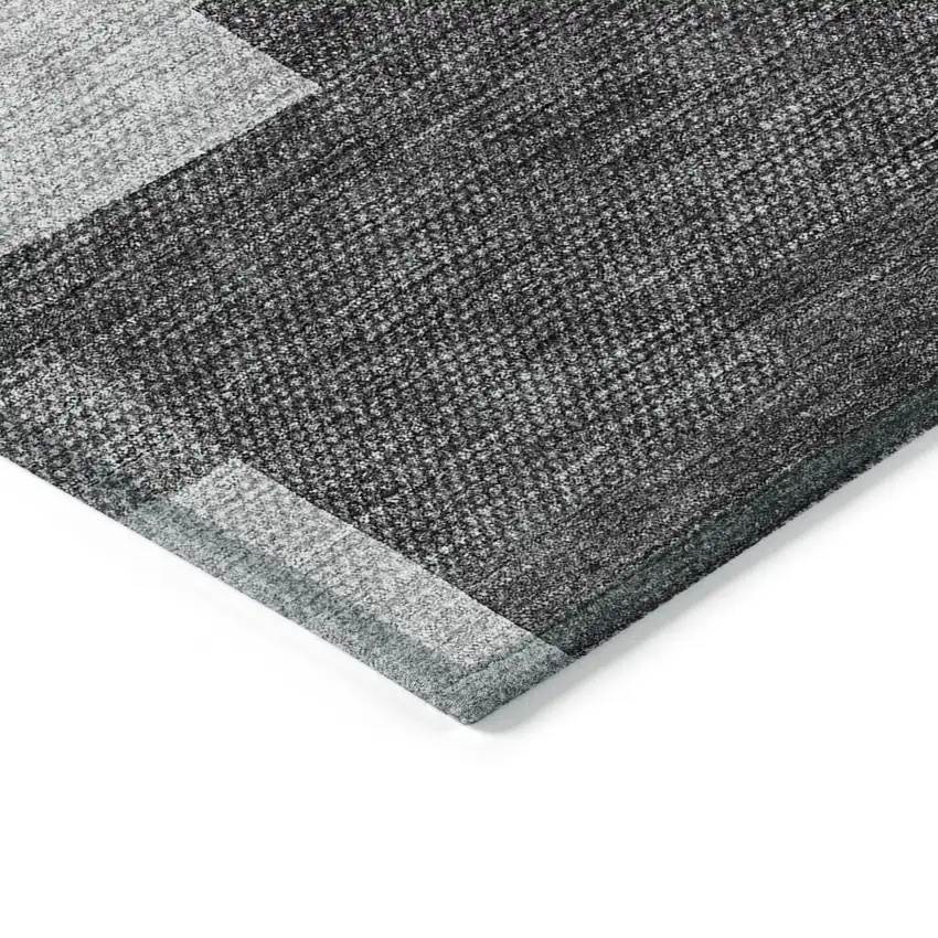 Gray Silver And Charcoal Geometric Washable Indoor Outdoor Area Rug Photo 4