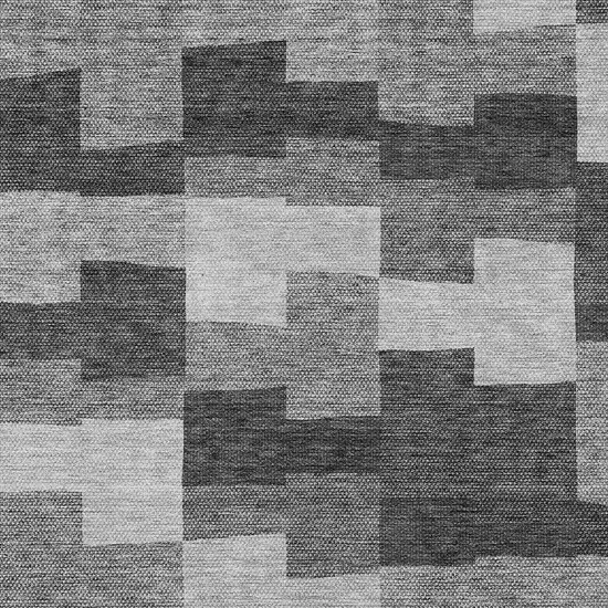 Gray Silver And Charcoal Geometric Washable Indoor Outdoor Area Rug Photo 5