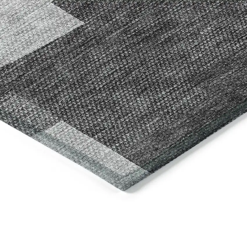 Gray Silver And Charcoal Geometric Washable Indoor Outdoor Area Rug Photo 4