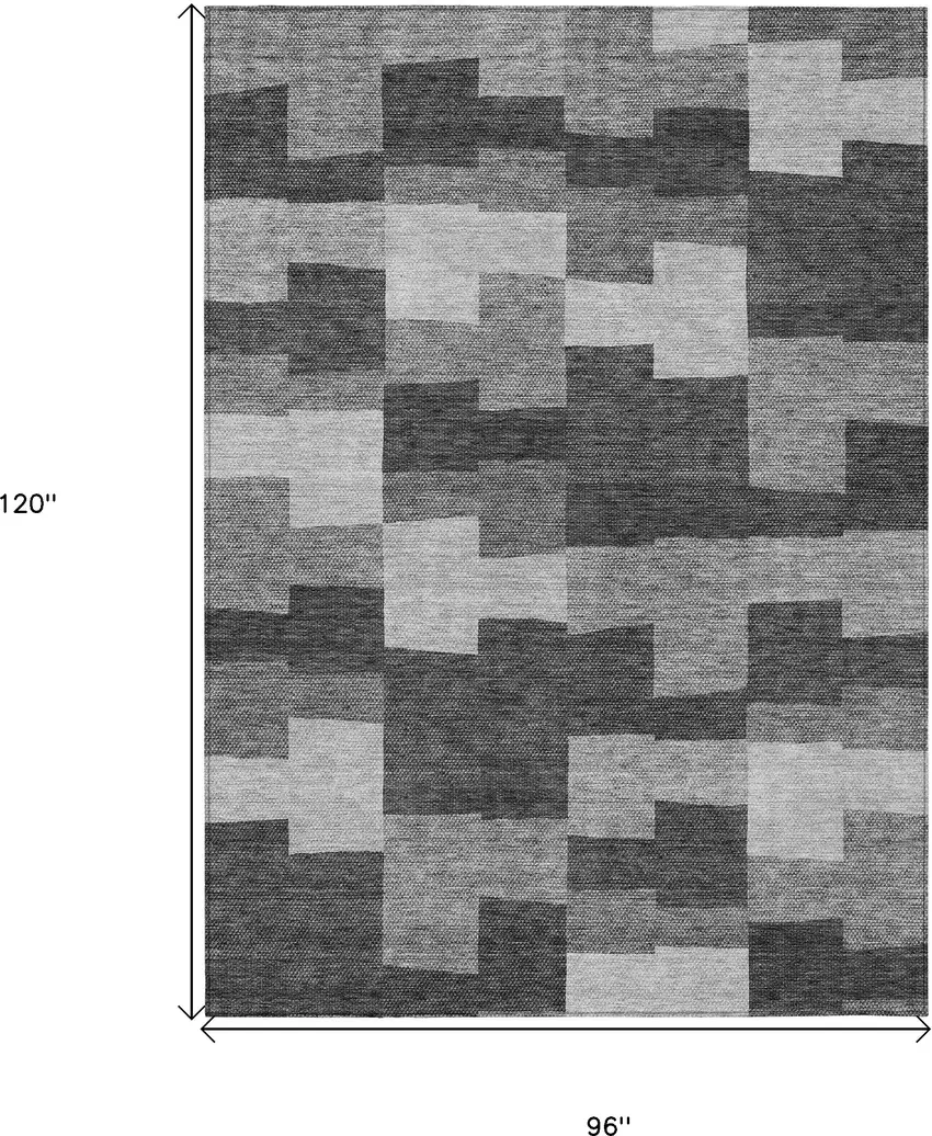 Gray Silver And Charcoal Geometric Washable Indoor Outdoor Area Rug Photo 3