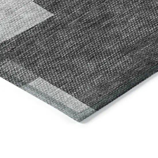 Gray Silver And Charcoal Geometric Washable Indoor Outdoor Area Rug Photo 4