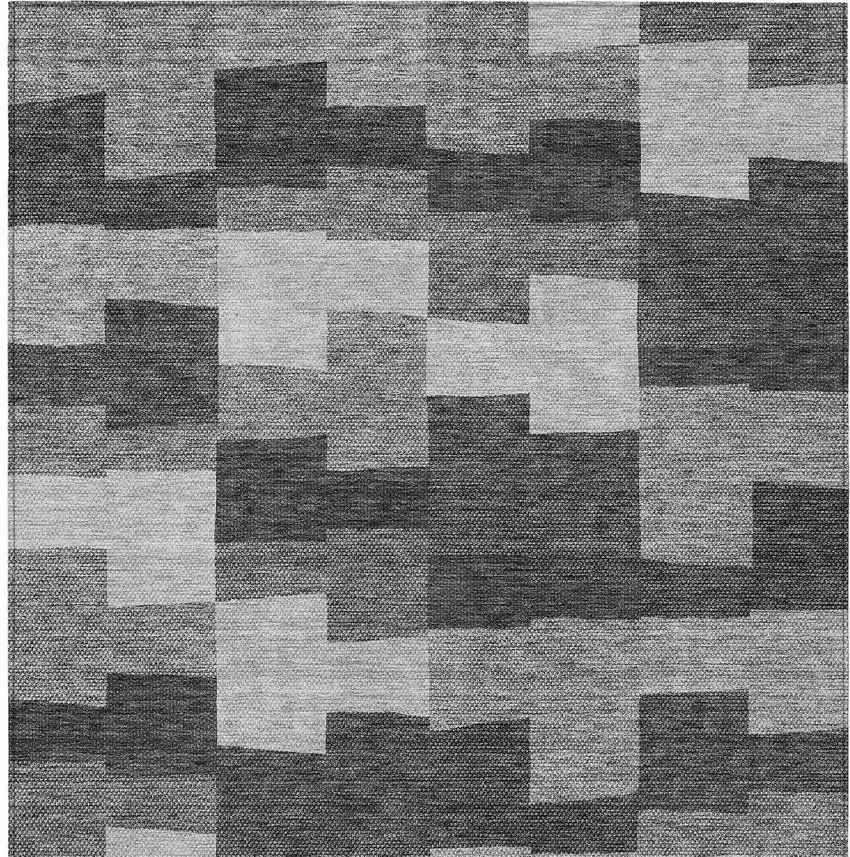 Gray Silver And Charcoal Geometric Washable Indoor Outdoor Area Rug Photo 5