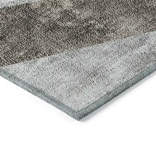 Gray Silver And Charcoal Geometric Washable Indoor Outdoor Area Rug Photo 5