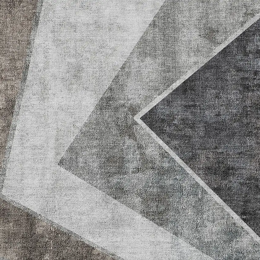 Gray Silver And Charcoal Geometric Washable Indoor Outdoor Area Rug Photo 7