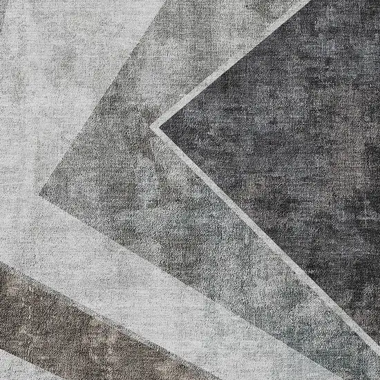 Gray Silver And Charcoal Geometric Washable Indoor Outdoor Area Rug Photo 7