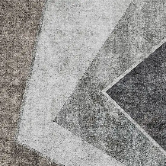 Gray Silver And Charcoal Geometric Washable Indoor Outdoor Area Rug Photo 7