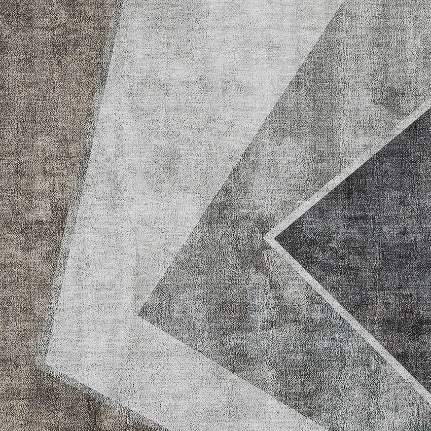 Gray Silver And Charcoal Geometric Washable Indoor Outdoor Area Rug Photo 7