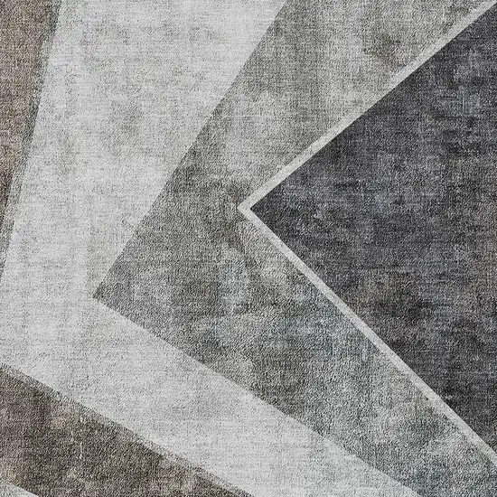 Gray Silver And Charcoal Geometric Washable Indoor Outdoor Area Rug Photo 7