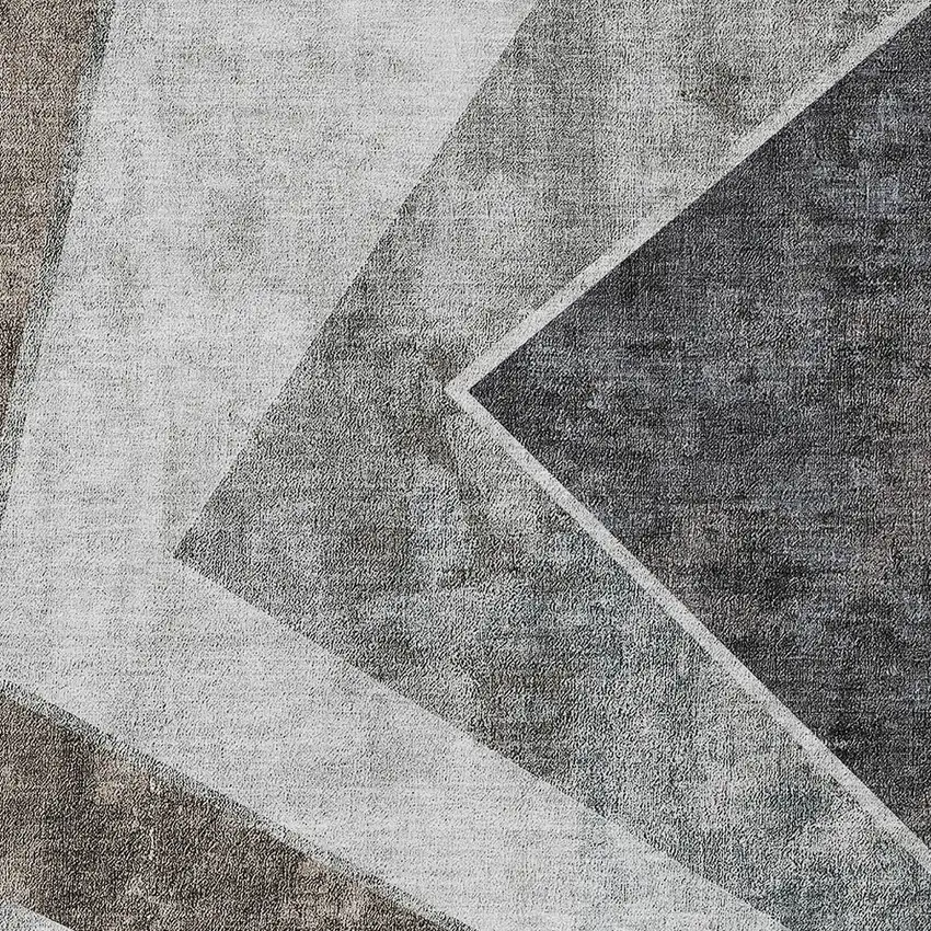 Gray Silver And Charcoal Geometric Washable Indoor Outdoor Area Rug Photo 7