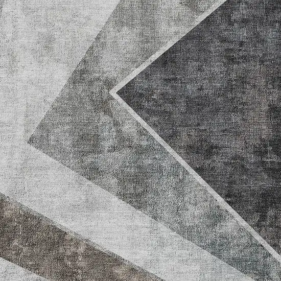 Gray Silver And Charcoal Geometric Washable Indoor Outdoor Area Rug Photo 7