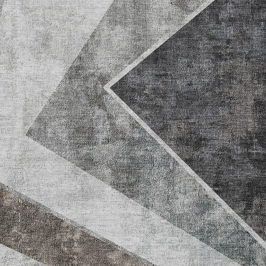 Gray Silver And Charcoal Geometric Washable Indoor Outdoor Area Rug Photo 7