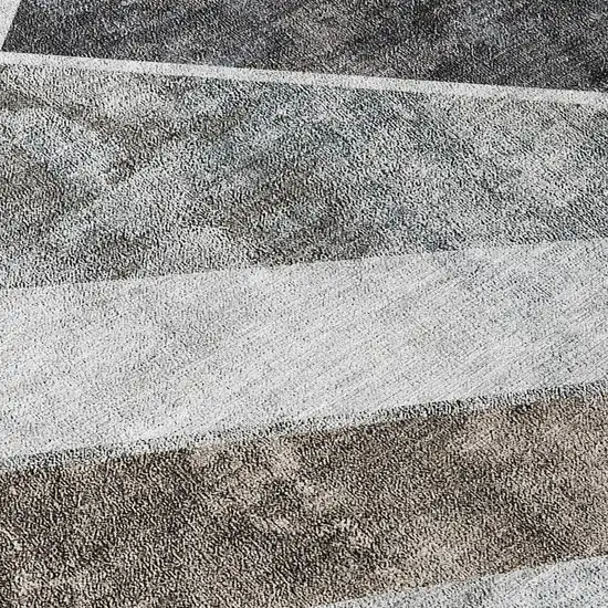 Gray Silver And Charcoal Geometric Washable Indoor Outdoor Area Rug Photo 6