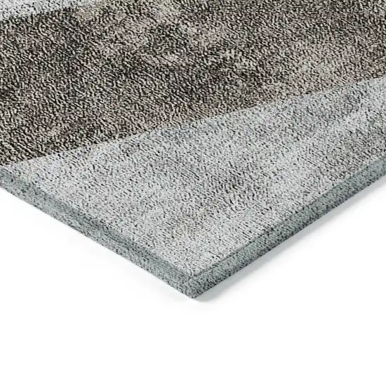 Gray Silver And Charcoal Geometric Washable Indoor Outdoor Area Rug Photo 5