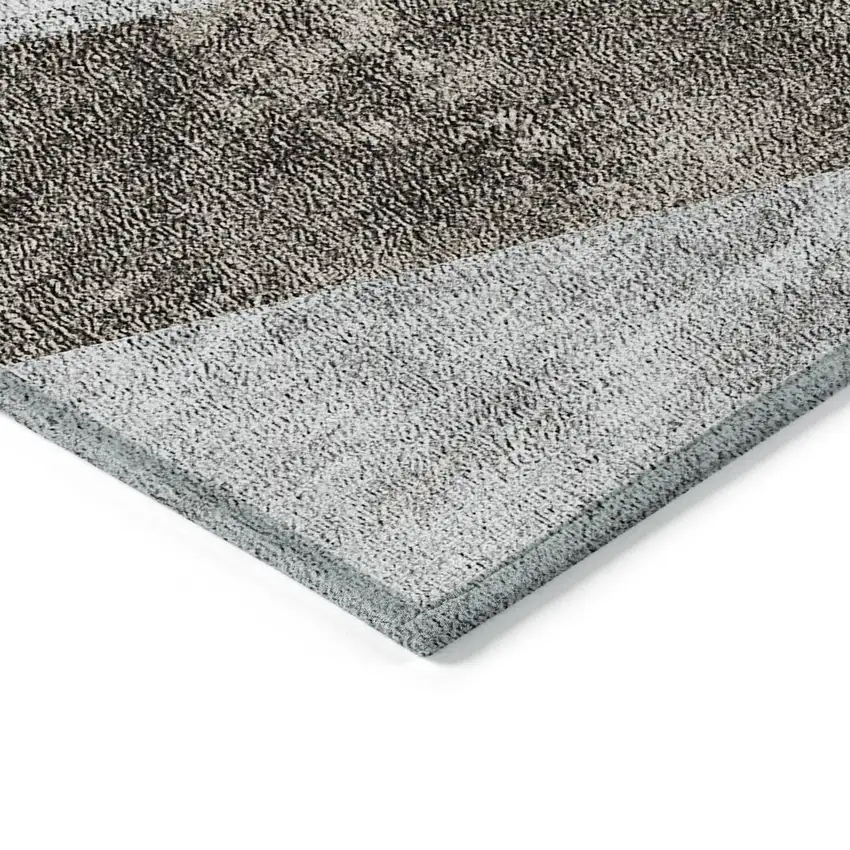 Gray Silver And Charcoal Geometric Washable Indoor Outdoor Area Rug Photo 5
