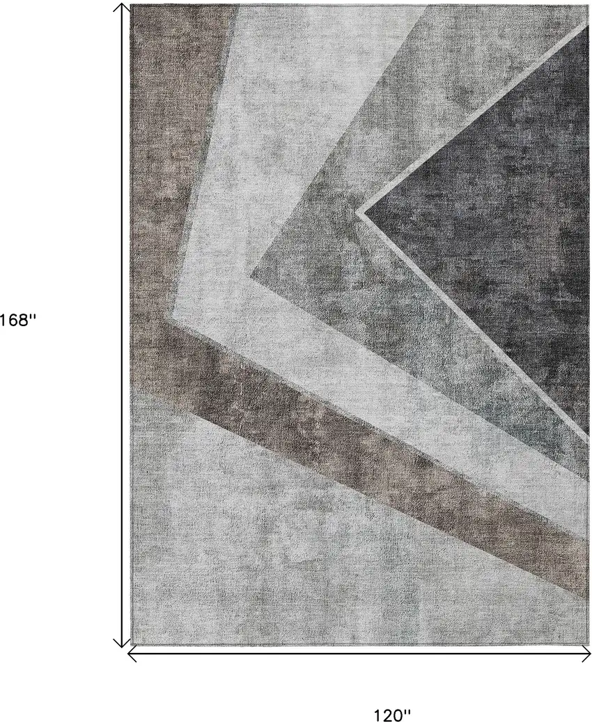 Gray Silver And Charcoal Geometric Washable Indoor Outdoor Area Rug Photo 3